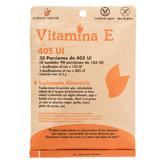 Vitamina E, 30 porciones de 405 UI, Dulzura Natural