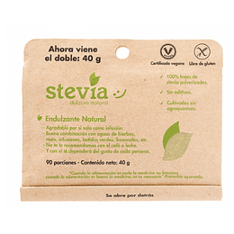 Stevia 100% hoja pulverizada 40g Dulzura Natural