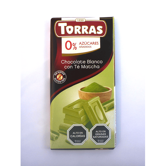 Chocolate Blanco con Té Matcha, 75g, Torras