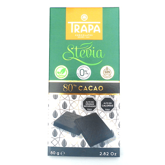  Chocolate Trapa Stevia, 80% cacao, 80g