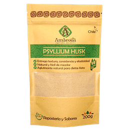 Psyllium Husk, 200g, certificado sin gluten, Ambrosia