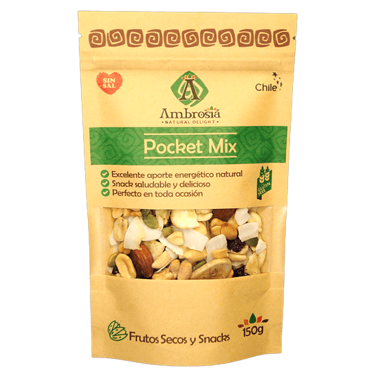 Pocket Mix, 150g, Mix de frutos secos sin sal, Ambrosia