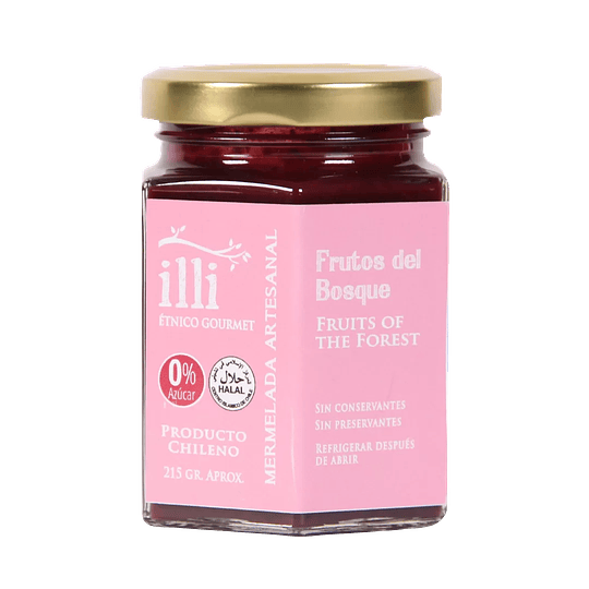 Mermeladas de Frutos del Bosque 0% Azúcar, 215g aprox., Illi Gourmet