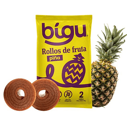 Yico, Rollos de Frutas,  piña 25g,  Marca Bigu snacks