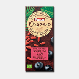 Chocolate Orgánico Bio Negro con Goji y Açai, 100g, Torras