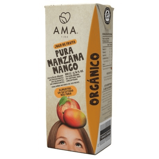 Jugo manzana mango orgánico,  200ml, Marca AMA