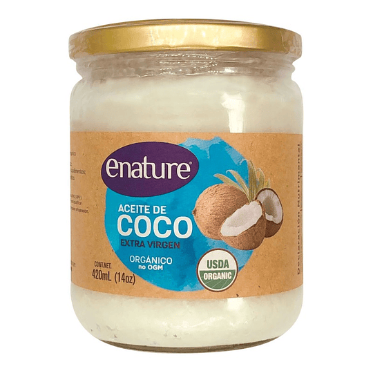 Aceite de coco orgánico 420ml, extra virgen, prensado en frio, puro, enature, 
