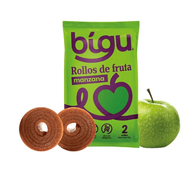 Yico, Rollos de Frutas,  manzana, 25g,  Marca Bigu snacks