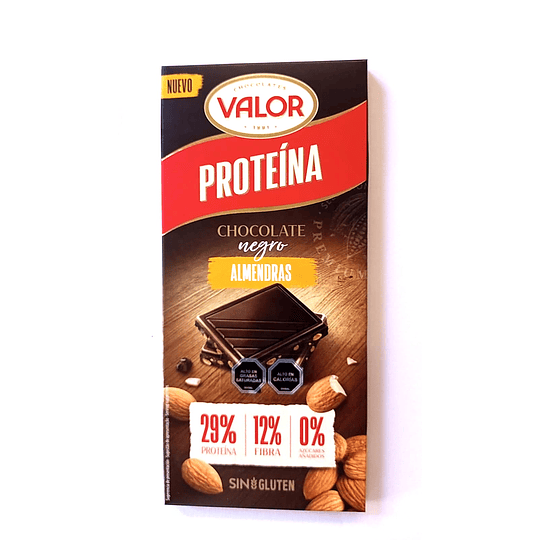 Chocolate Negro Almendras Con Proteina, 90g, Valor