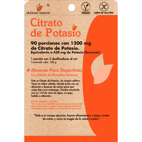 Citrato de Potasio Puro en Polvo 240g. Health Natural