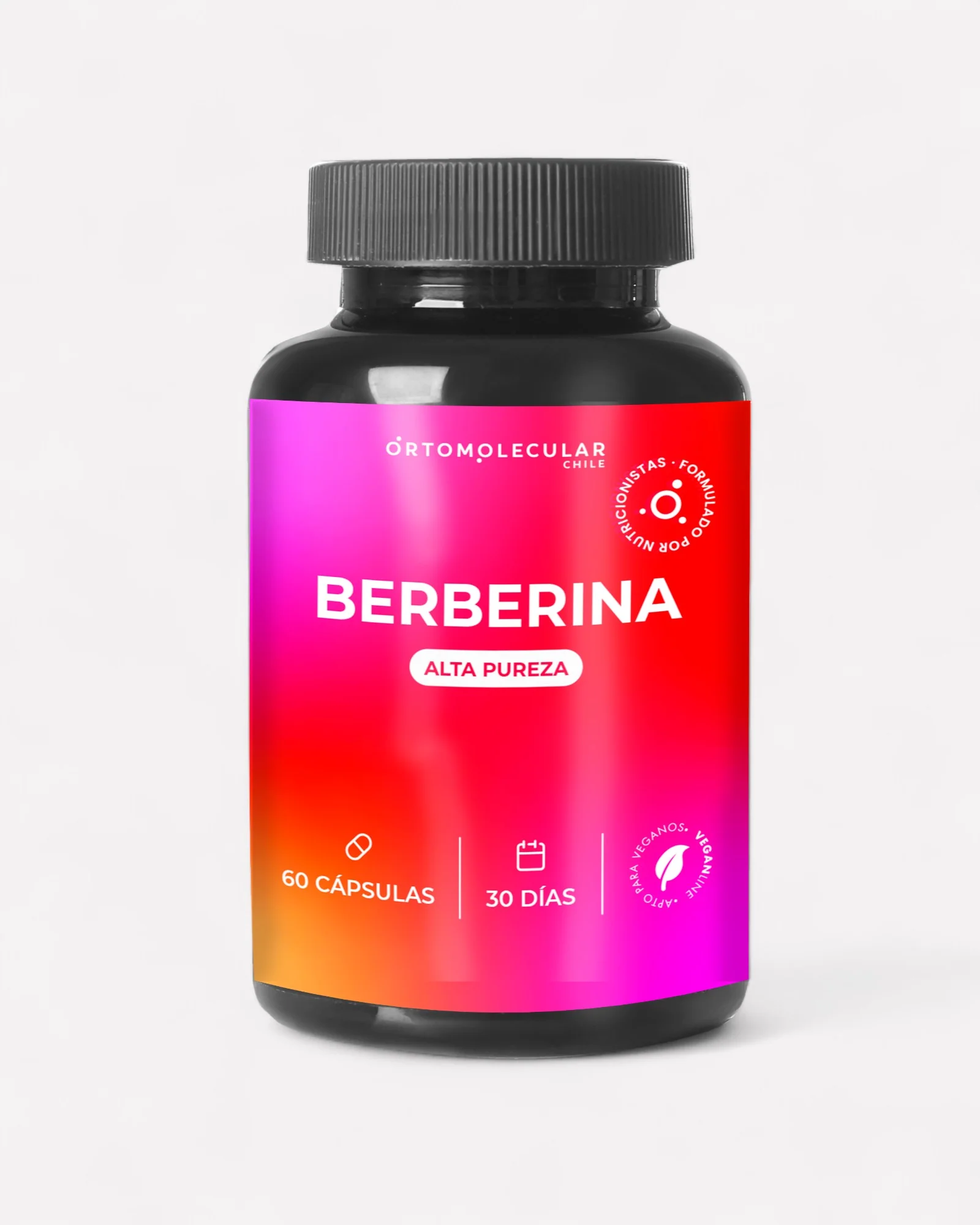 Ortomolecular- Berberina 500mg 60 Capsulas Equilibrio Metabolico y Bienestar
