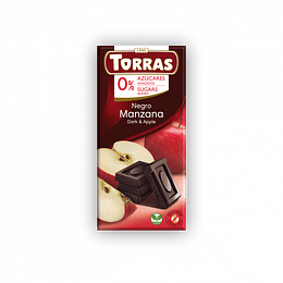 Chocolate Negro Sin Azúcar con Manzana, 75g, Torras
