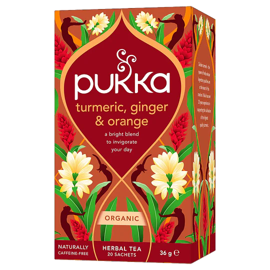 Infusión Turmeric, Ginger & Orange, 20 sachets, PUKKA
