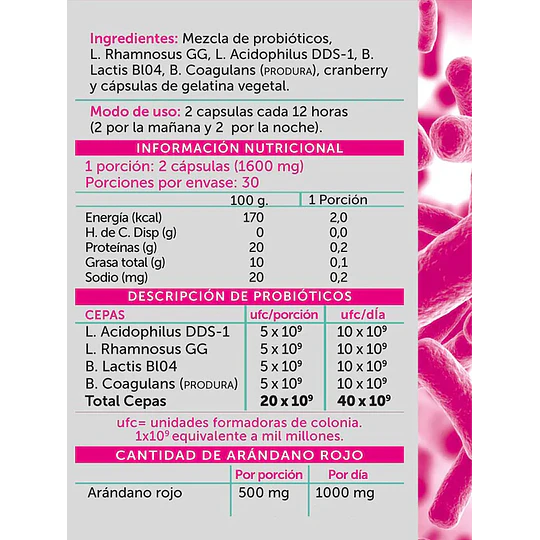 PROBIOTIC 40B CRANBERRY 120 cápsulas