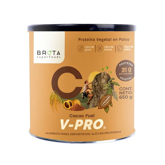 V-Pro, Proteína Vegetal, Cacao Fuel, 650g, Brota