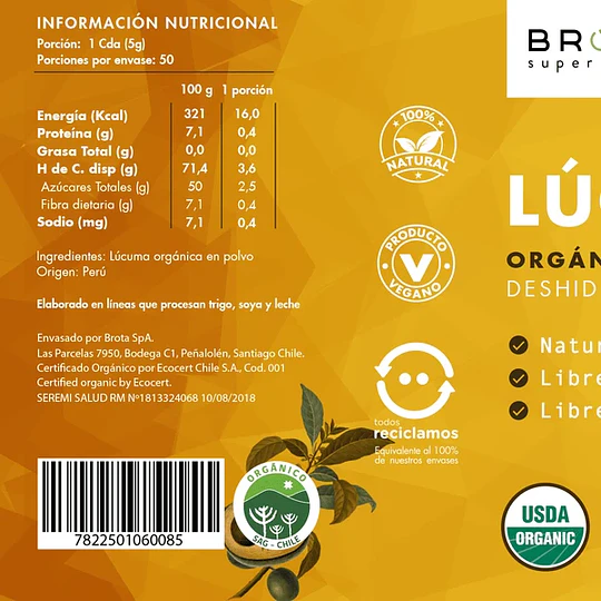 Lúcuma Orgánica, 250g, Brota