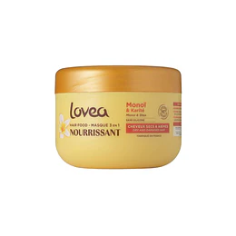 Hair-food monoi & karité - máscara 3 en 1 - cabello seco y dañado - vegano, 390ml, lovea