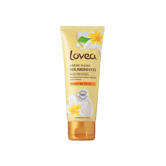 Crema de manos aceite de monoï - piel seca-sin silicona , 75ml, vegano, Lovea