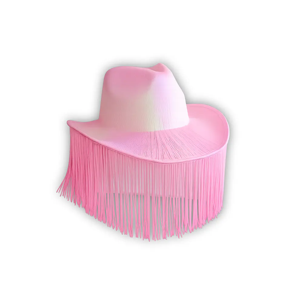 Sombrero Vaquero Rosado con Flecos 1