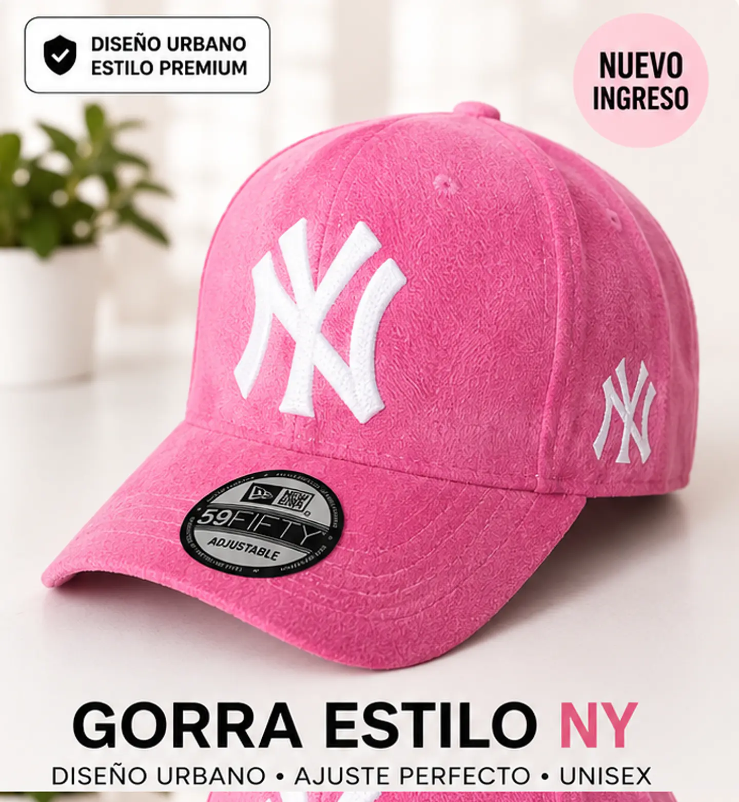 Gorra Estilo NY - Diseño Urbano Rosado 2
