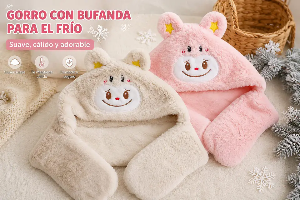 Gorro Bufanda de Peluche Osito 2