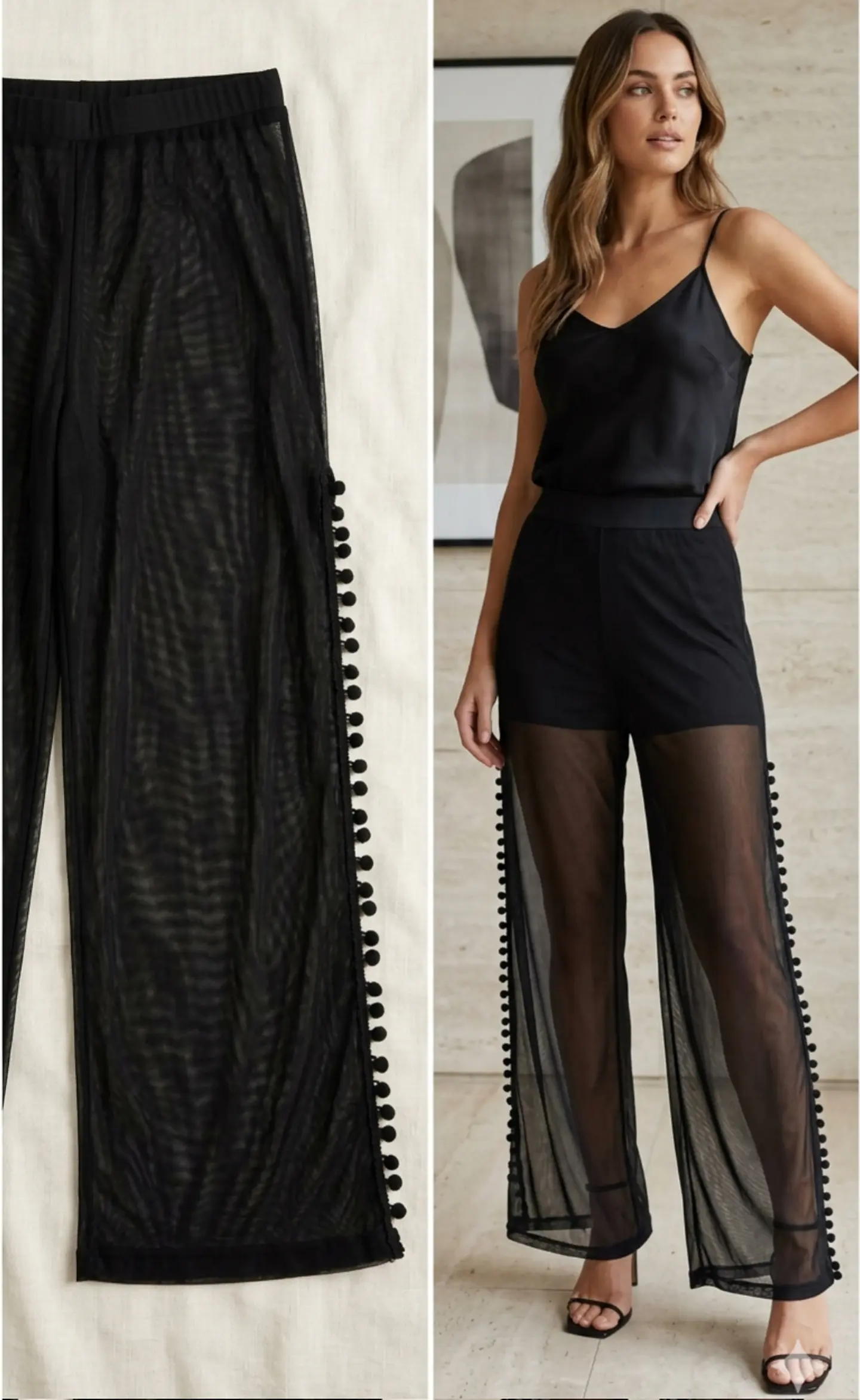 Pantalón Negro de Tul con Pompones 4