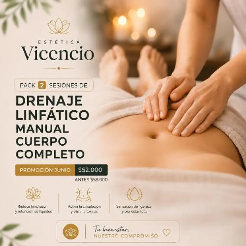 Promoción 2 Sesiones Drenaje Linfático Manual