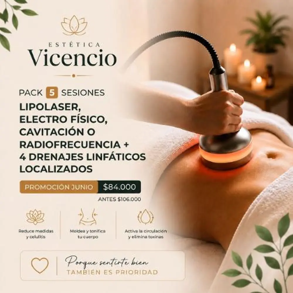 Promoción 5 Sesiones Equipo Electro Estética y 4 Masajes Localizados
