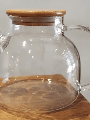 Tetera de vidrio con tapa de bamboo