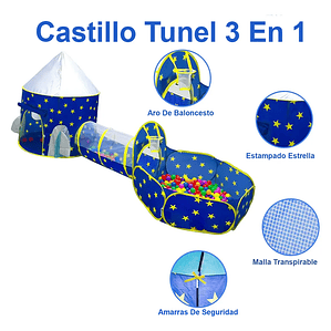Carpa Castillo Tunel Piscina 3 en 1 Niños Pelota 