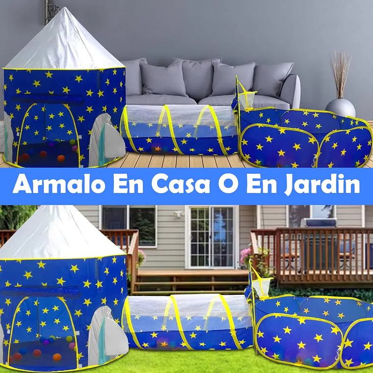 Carpa Castillo Tunel Piscina 3 en 1 Niños Pelota  3