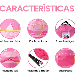 Castillo Infantil Rosa Plegable Carpa Camping Infantil