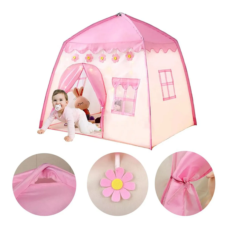 Carpa Castillo Infantil Rosada Tienda Princesa para Niñas y Niños 1