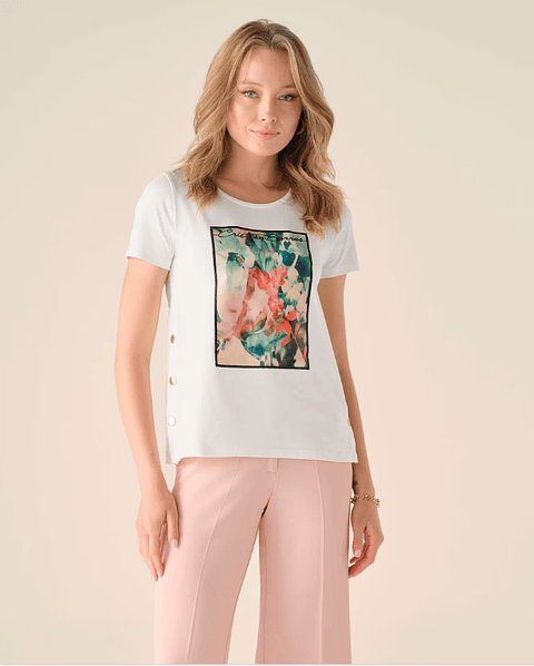 T-Shirt estampada multicor Cristina Barros