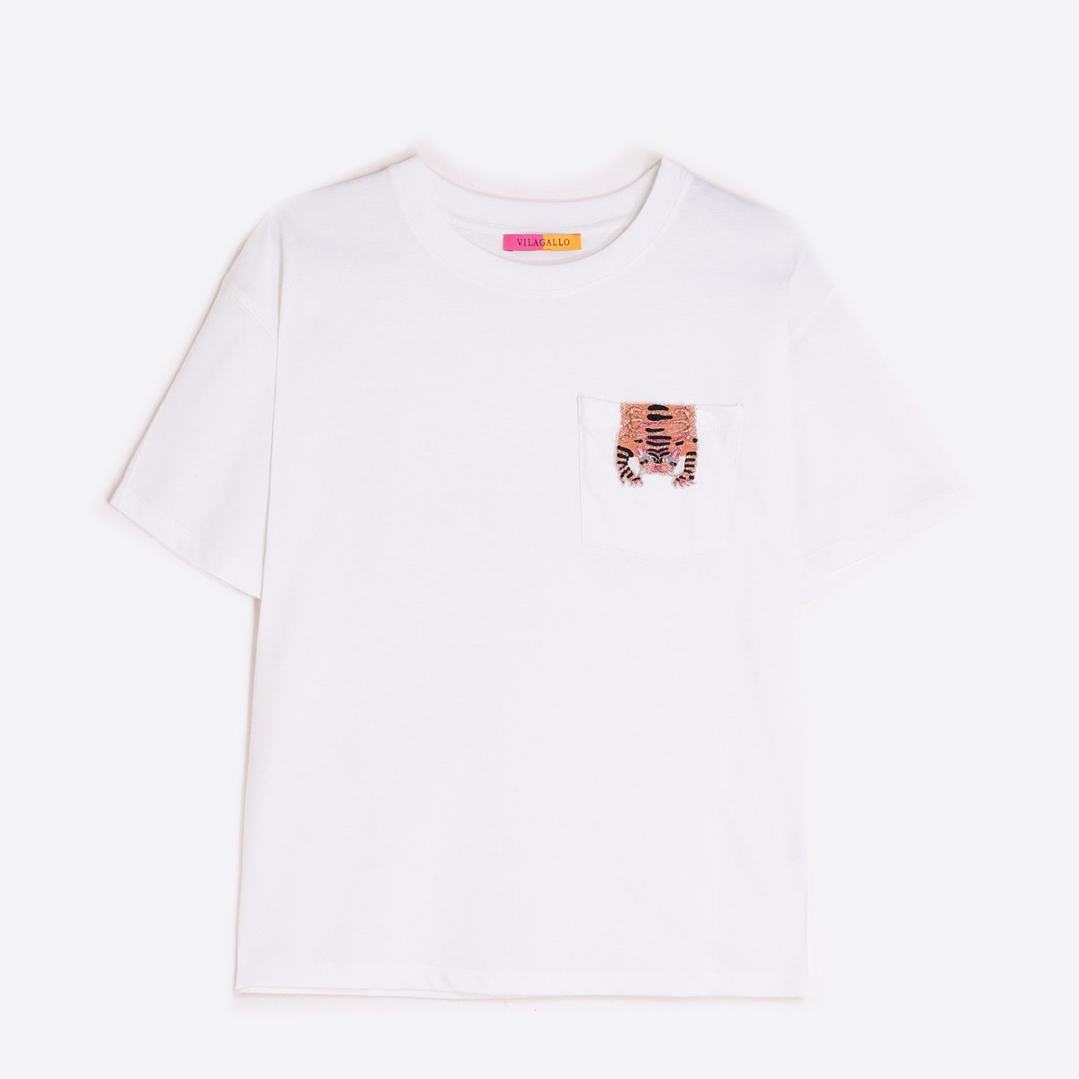 T-shirt com Bordado de Tigre 8