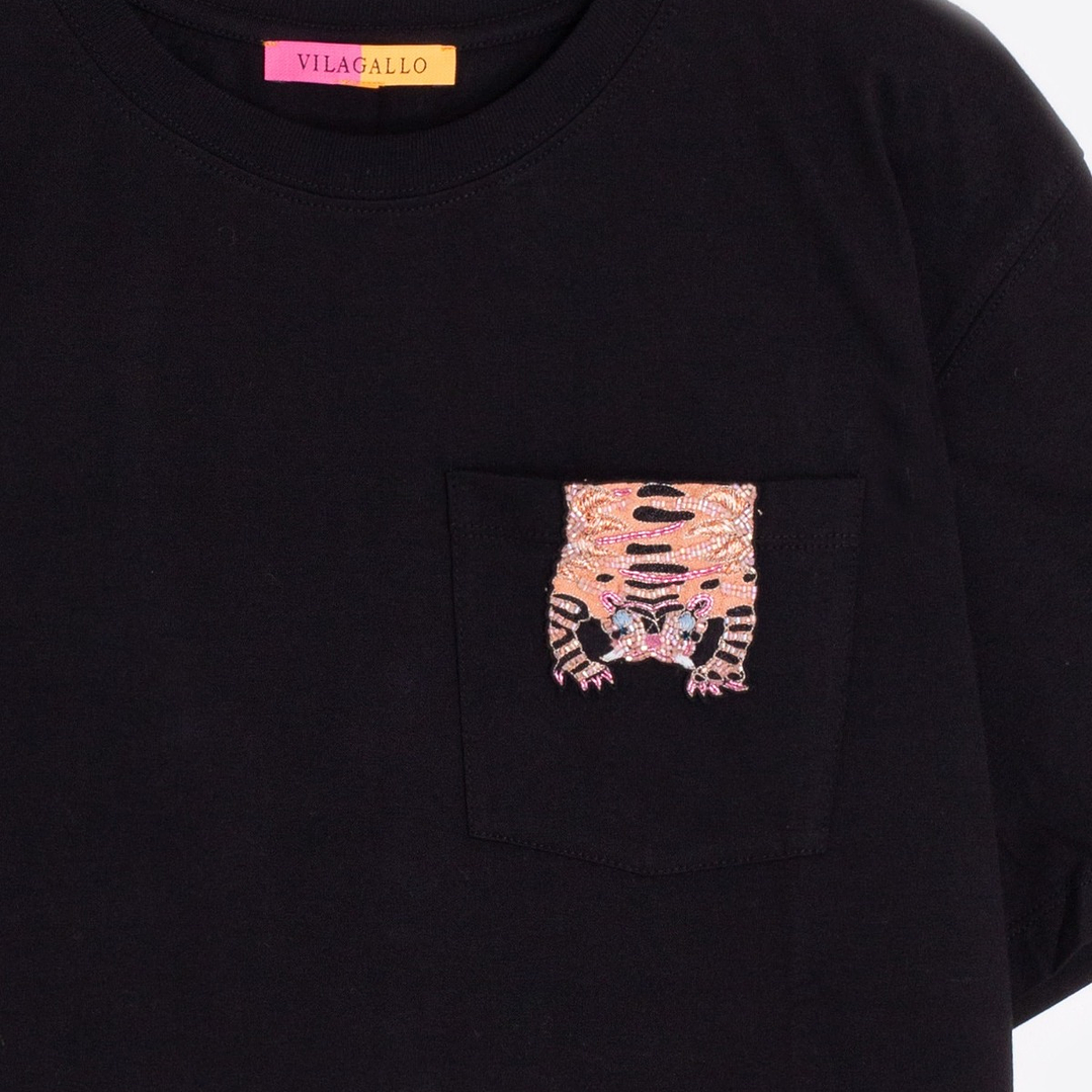 T-shirt com Bordado de Tigre 2