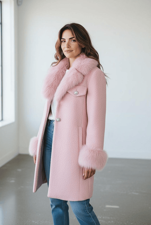 Casaco rosa pêlo LocoLuxo