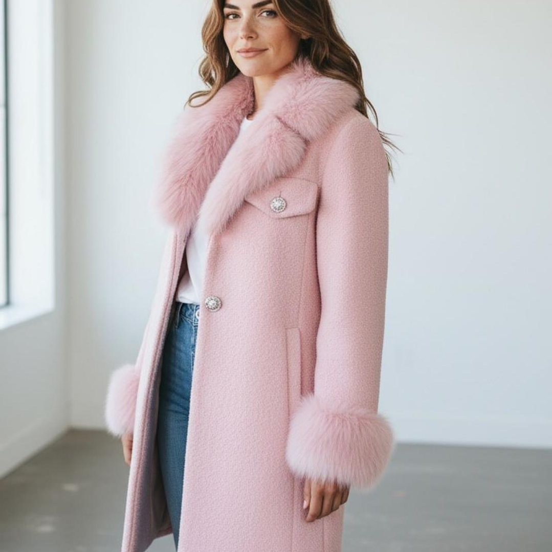 Casaco Rosa de Pêlo Exclusivo LocoLuxo 1
