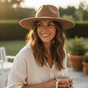 Chapéu com acessório dourado