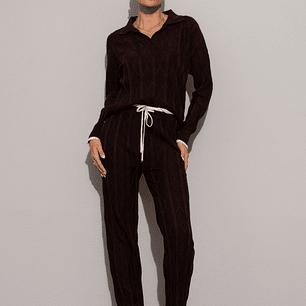  Conjunto de polo e calça em malha trabalhada da Ferrache