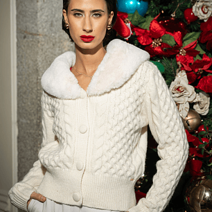 Casaco de malha com gola em pêlo Ferrache