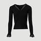 Camisola canelada com detalhe em renda Ferrache - Thumbnail 5