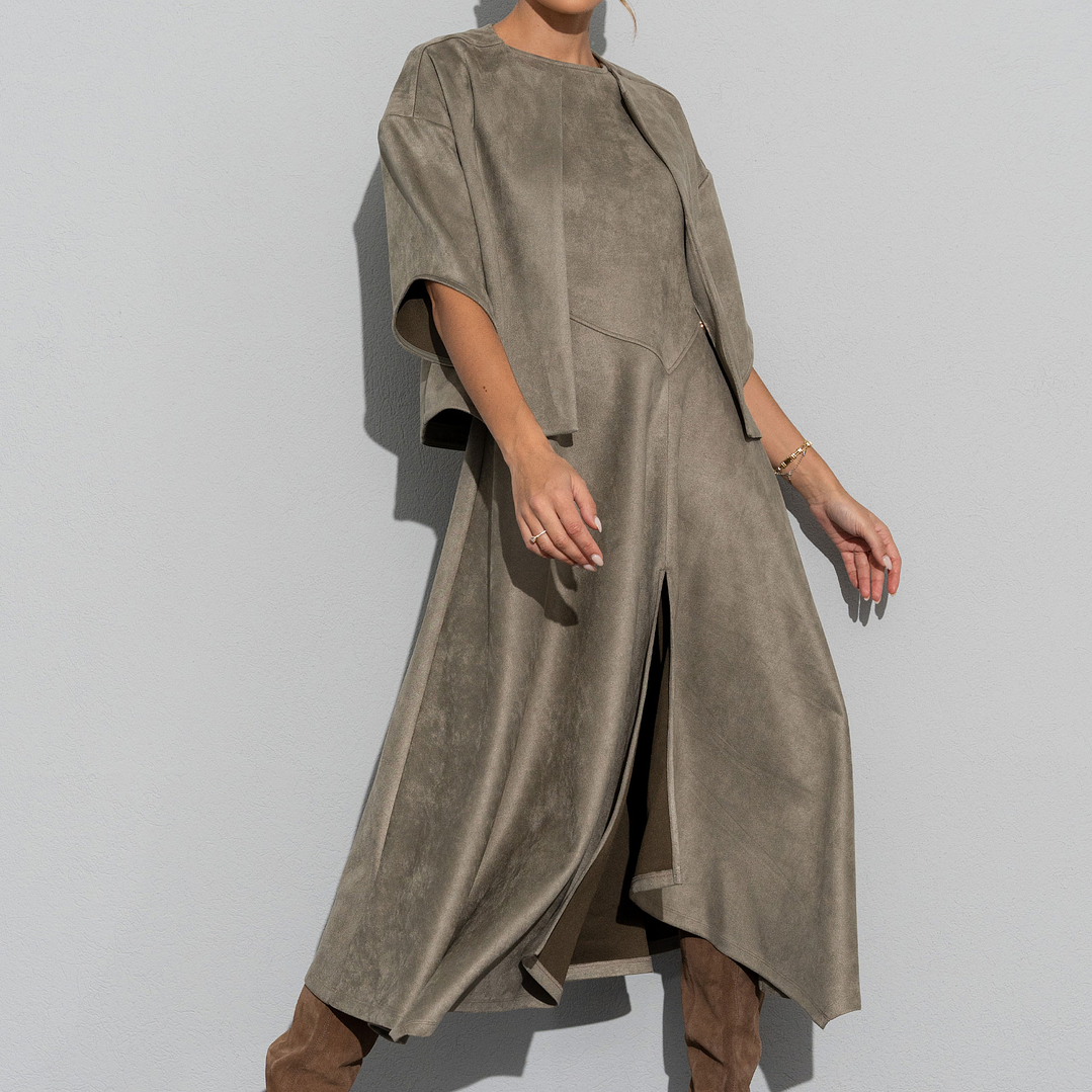 Vestido assimétrico sem mangas em pele de pêssego Ferrache 1