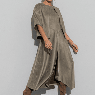 Vestido assimétrico sem mangas em pele de pêssego Ferrache