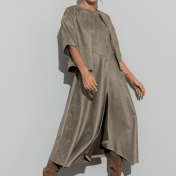 Vestido assimétrico sem mangas em pele de pêssego Ferrache 1