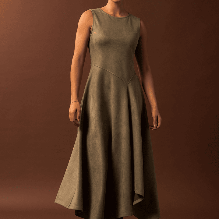 Vestido assimétrico sem mangas em pele de pêssego Ferrache 2