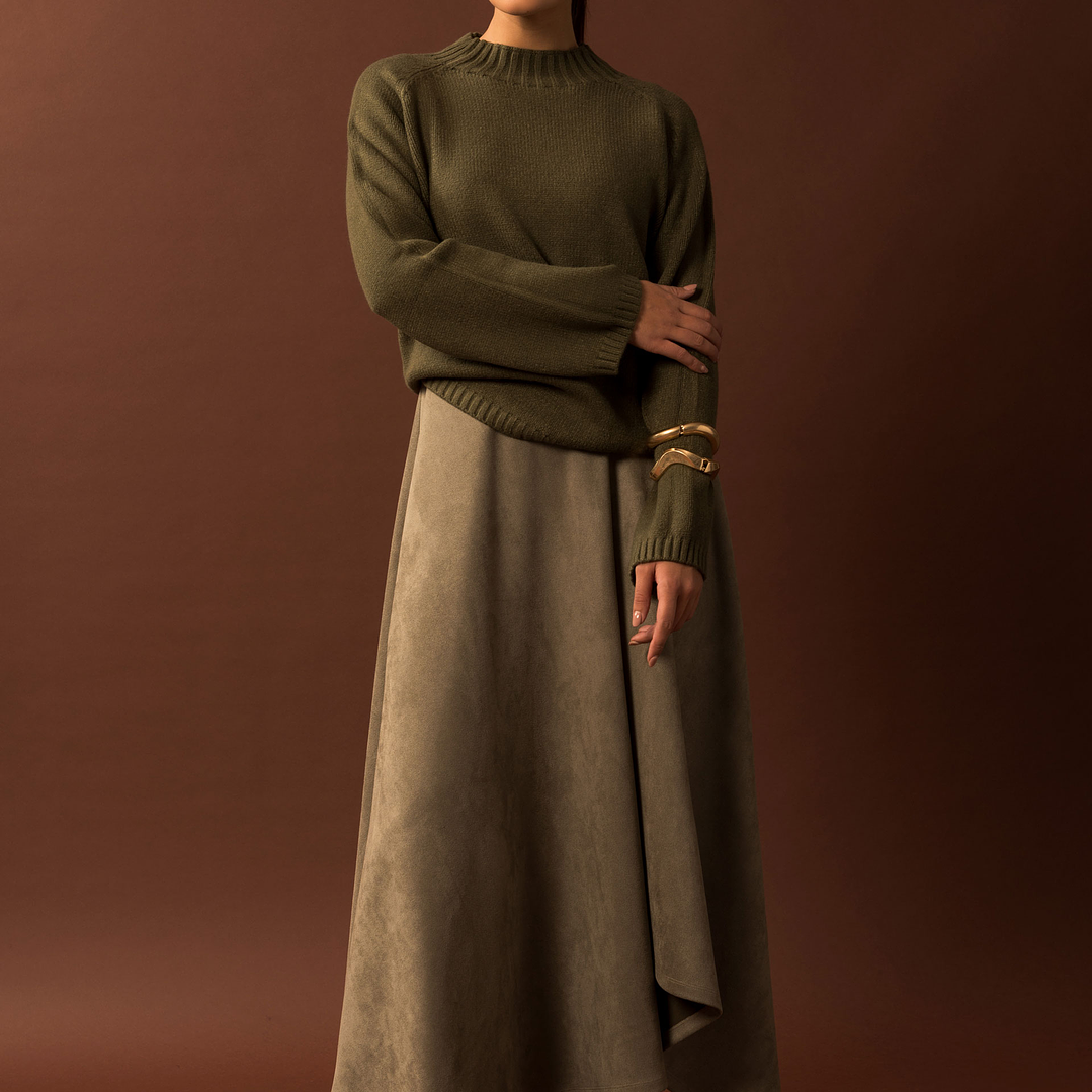 Vestido assimétrico sem mangas em pele de pêssego Ferrache 3