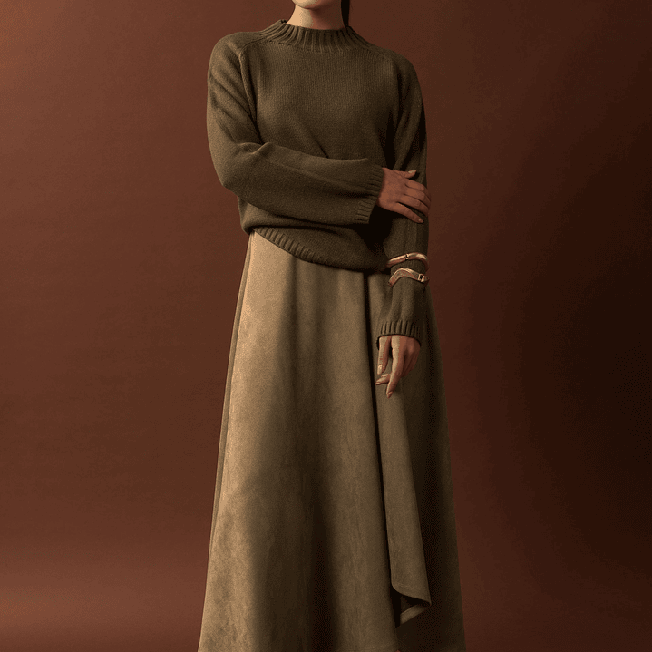 Vestido assimétrico sem mangas em pele de pêssego Ferrache 3