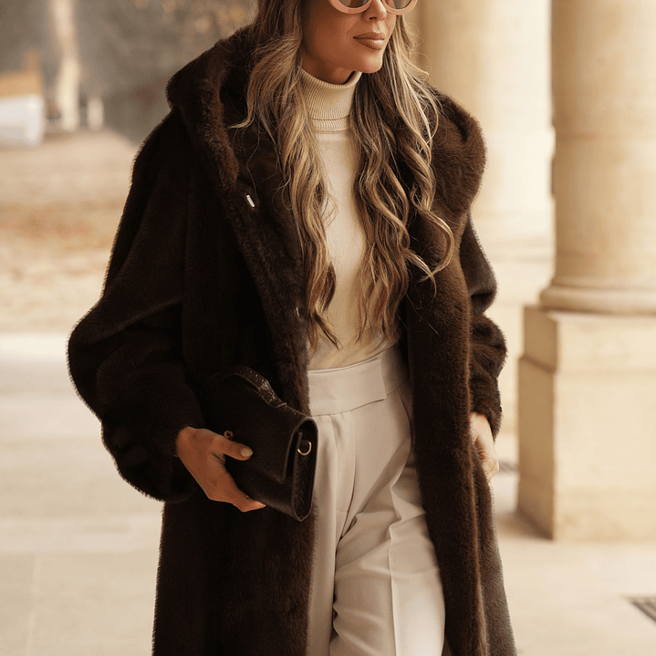 Casaco de pêlo comprido com capuz Ferrache 3