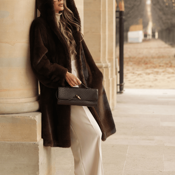 Casaco de pêlo comprido com capuz Ferrache 4